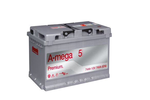 На фото: Аккумулятор A-mega Premium 6СТ-74Ah Аз 760А (0) (L3)