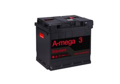 На фото: Аккумулятор A-mega Standard 6СТ-50Ah Аз 390А (1) (L1)