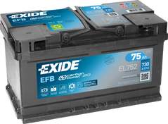 На фото: Аккумулятор EXIDE START-STOP EFB 6СТ-75Ah Аз 730А (0) (LB4) EL 752