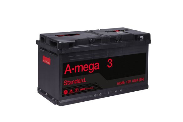 На фото: Акумулятор A-mega Standard 6СТ-100Ah Аз 850А (0) (L5)