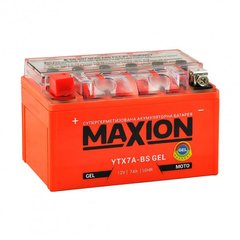 На фото: Мото акумулятор MAXION YTX7A-BS Gel