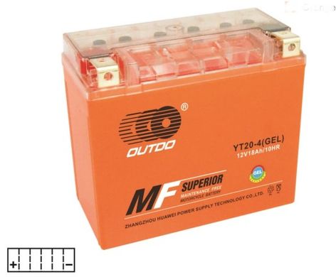 Мото аккумулятор Outdo 18Ah 200A YT20-4 (GEL) (1)