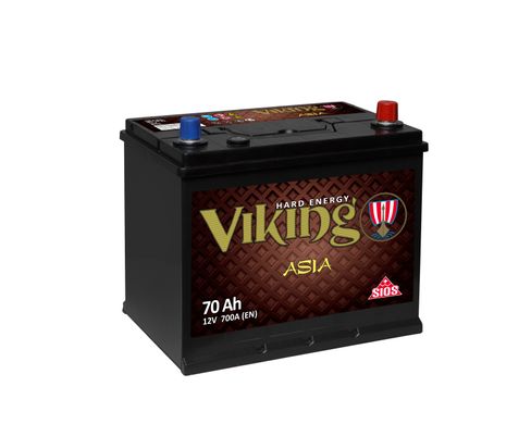 На фото: Аккумулятор Viking ASIA 6СТ-70Ah Аз 700А (0) (D26+B01)