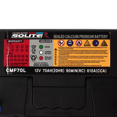 Аккумулятор SOLITE R ASIA 6СТ-70Ah Аз 610А (0) (D26+B0) CMF70L