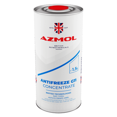 На фото: Концентрат рідини охолоджуючої AZMOL Antifreeze G-11 (кан.мет)