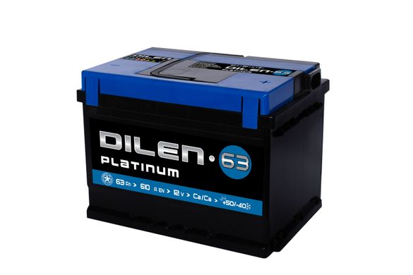На фото: Аккумулятор DILEN Platinum 6СТ- 63Ah Аз 610A (0) (LB2)