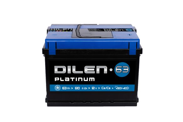 На фото: Акумулятор DILEN Platinum 6СТ- 63Ah Аз 610A (0) (LB2)